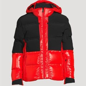 Aztech Mountain Super Nuke Down Jacket with Hood in Orange Crush Multi SIZE M